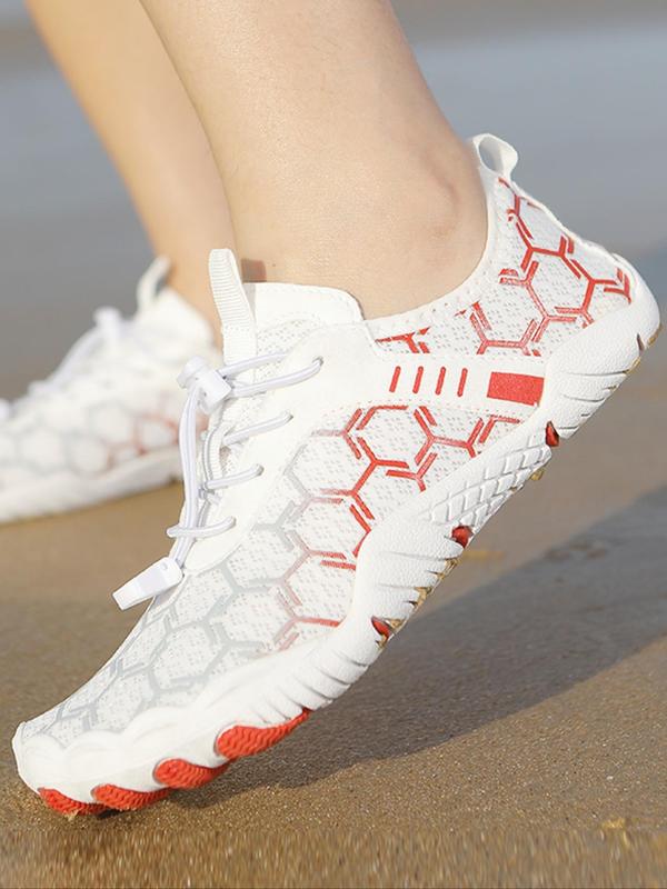 Unisex Geometric Pattern Drawstring Design River Trekking Shoes, Breathable Comfortable Sports Shoes for Outdoor Activities, Water Shoes, 2024 Summer Water Shoes Aqua Shoes, Back To School Shoes, Swimming Water Shoes 4