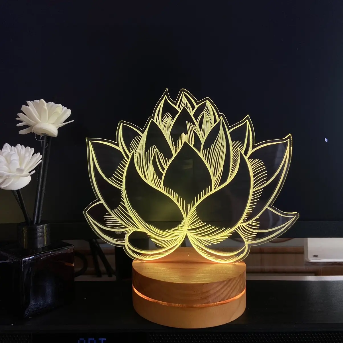 Đèn Hoa Sen Để Bàn 3D Cao Cấp
