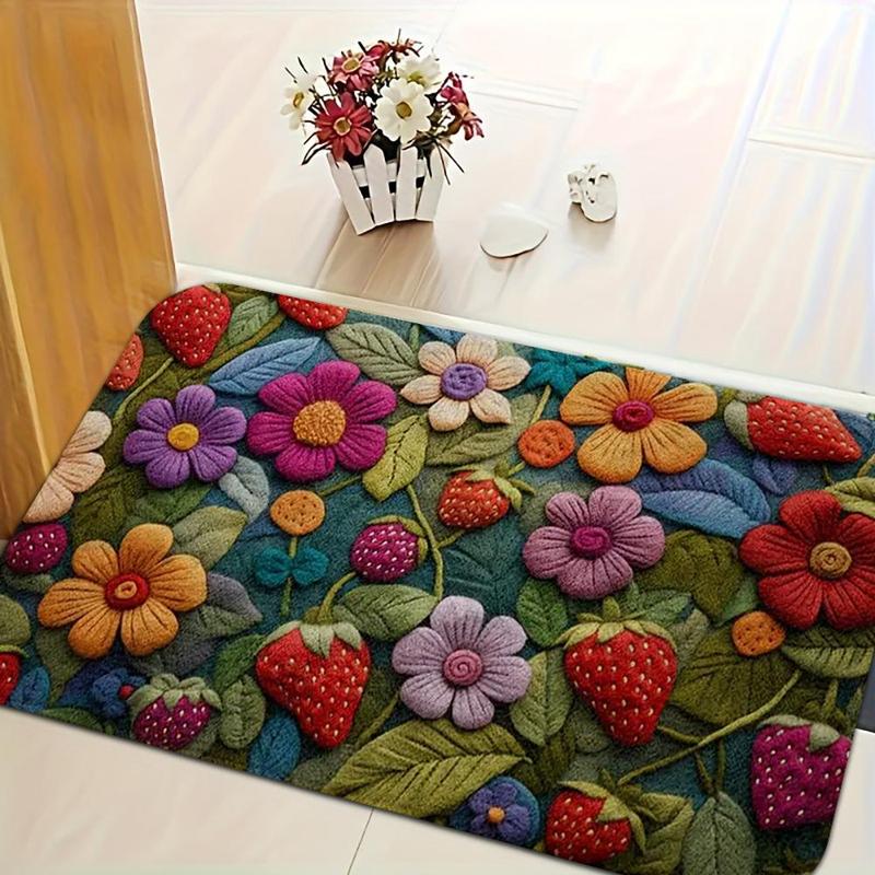 Product Introduction of Floral Pattern Welcome Mat, Non-slip Colorful Sunflower Pattern Absorbent Soft Mat, Suitable for Indoor & Outdoor, Home Decor 4