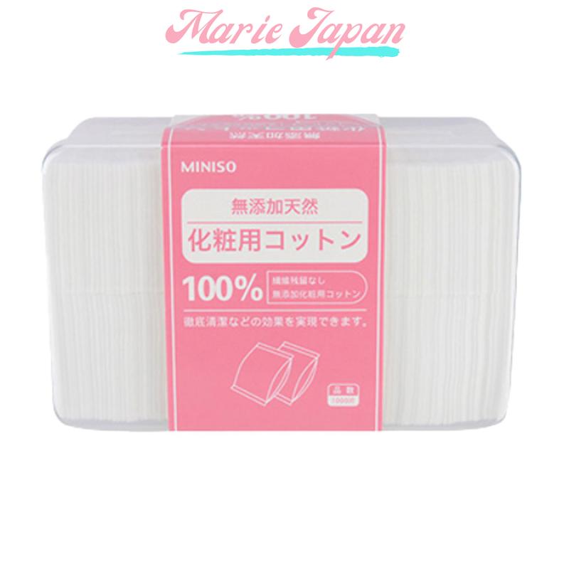 Bông Tẩy Trang Nữ Miniso Nhật Bản Hộp 1000 Miếng Mỹ Phẩm Trang Điểm Women Cosmetic