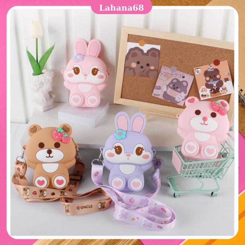  Túi Đeo Chéo Bé Gái Cute Hình Thỏ Túi da SIlicon Mini Thời Trang Trẻ Em Đựng Bao Lì Xì Đi Chơi Tết   Size Lớn  Cho Bé Thun 