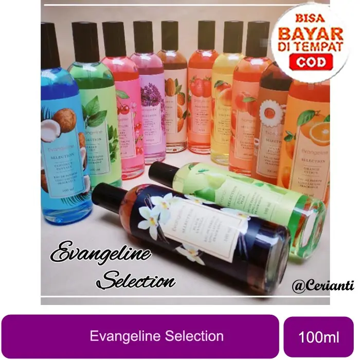 [100M | EAU DE PARFUM] [BPOM] Evangeline Selection Series 100ml | Parfum Badan | Black Vanilla | Cherry Blossom | Coconut Fantasy | Green 0