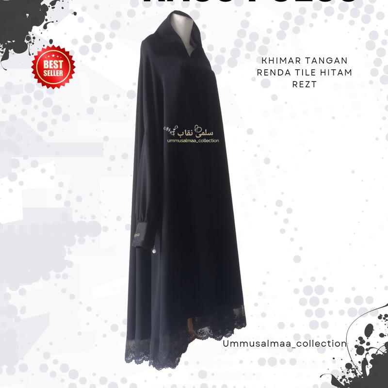 Khimar tangan renda hitam manset renda Rezt Jetblack 6