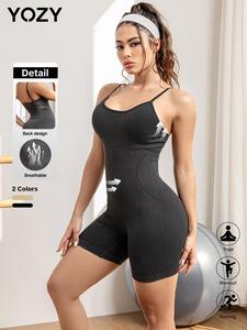 YOZY Women's Solid Color Sports Jumpsuit, Casual Comfy Breathable Sleeveless Romper for Yoga Gym Workout, Ladies Sportswear for All Seasons