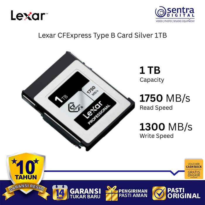 Gambar Lexar CFExpress Type B Card Silver 1TB Professional Camera Memory High Speed 1750MB/s 8K 4K Video dari Sentra Digital Kota Surabaya Tokopedia