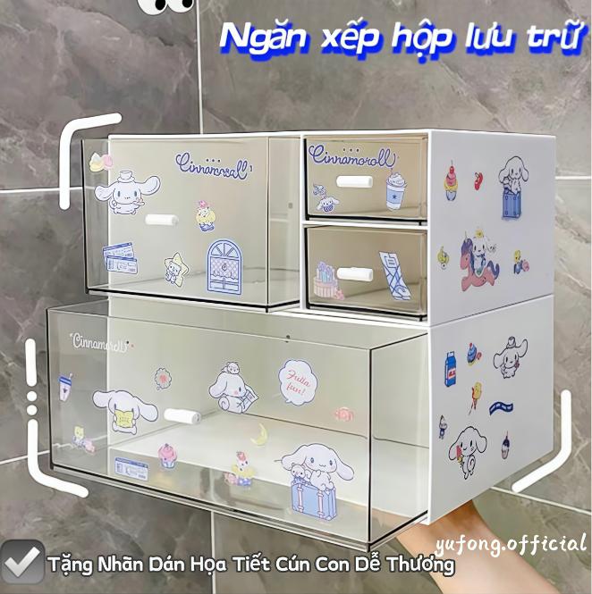 Bàn làm việc hộp đựng ngăn kéo loại bàn học sinh văn phòng phẩm mỹ phẩm văn phòng giá đựng bút - Lưới đơn màu trắng + ba lưới để gửi nhãn dán chó quế