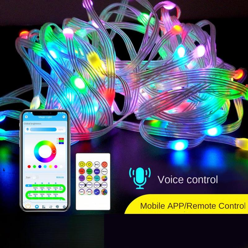 5v-usb Magic Color Leather String Lights, Led Leather String Lights Suitable for Magic Lights Outdoor Waterproof Camping Christmas Lights Atmosphere Decorative Lights, Mobile Phone App、Remote、Voice Control Lights 1