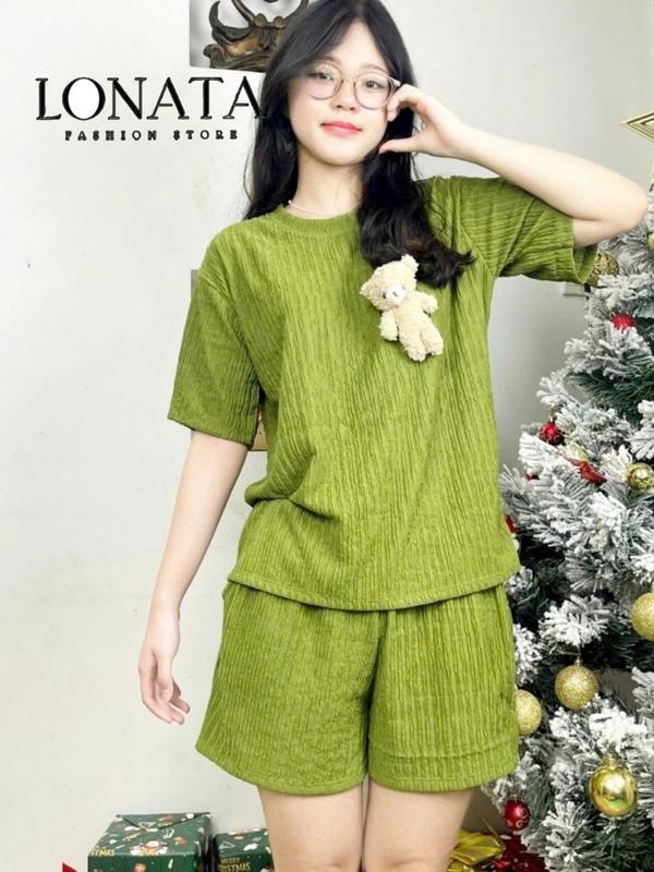 Set Đồ Bộ Nữ Mặc Nhà Thun Xốp Nhật, Mềm Mại, Thoáng Mát, Thấm Hút Mồ Hôi - Set Đồ Bộ Đùi Nữ Mặc Nhà Bigsize Áo Women Top 2