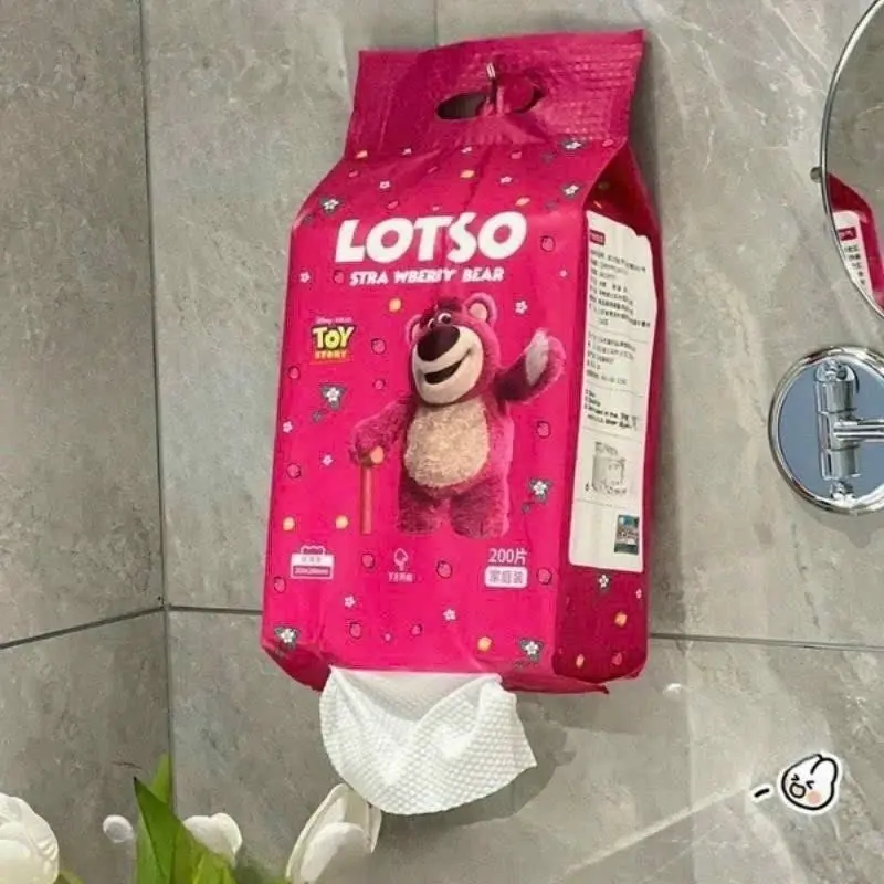 Giấy lau đa năng, khăn giấy rút gấu dâu LOTSO tiện lợi, không chất tẩy an toàn Giấy Vệ Sinh