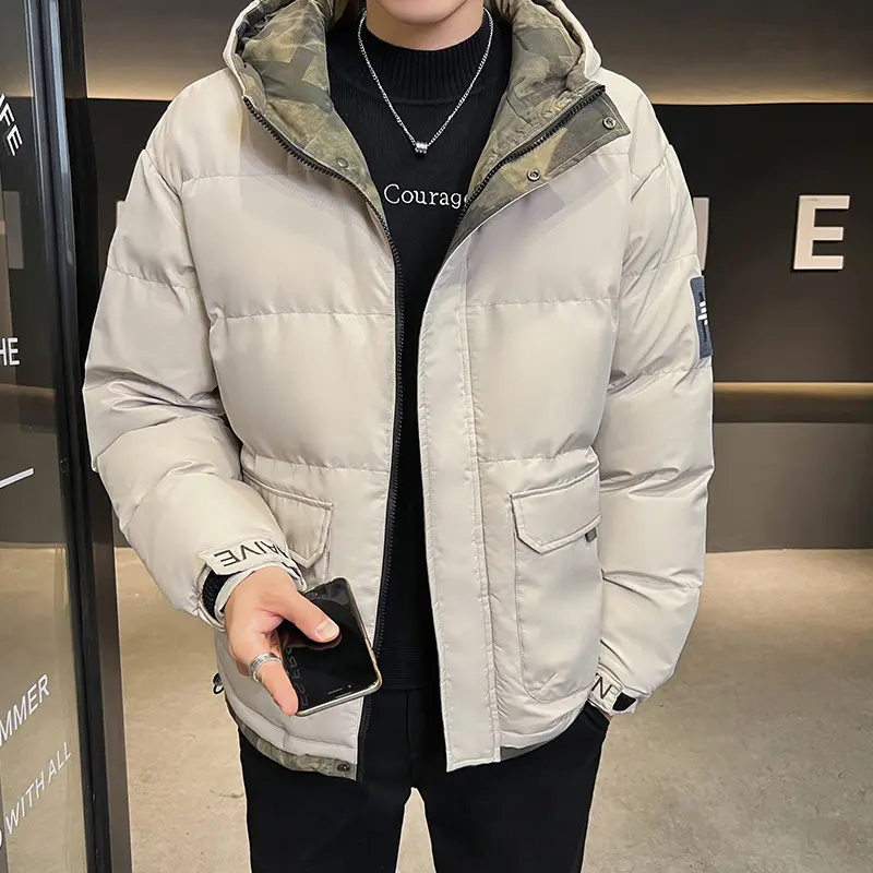New Cotton-Padded Coat Men's Coat Thickened Short Hood Cotton-Padded Coat Korean Style Trendy Thickening