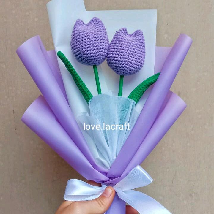 Custom Buket Bunga Rajut 2 Tulip | Crochet Flower Bouquet 8