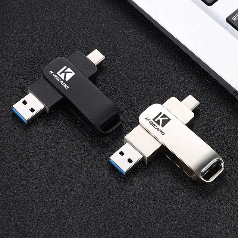 K-Ricard 4GB 8GB 16GB 32GB 64GB 128GB 256GB 512GB USB Type-C stick memory disk 3.0pendrive swivel USB flash drive