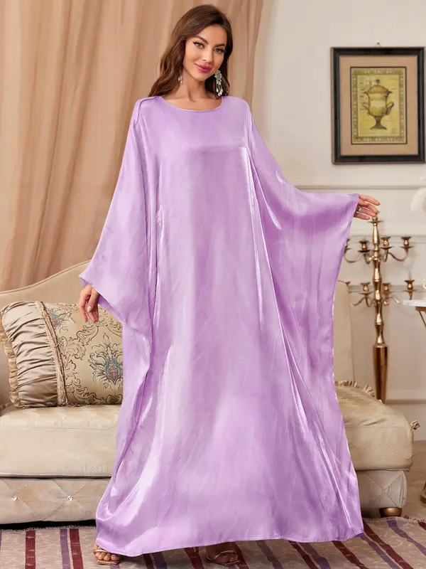 Women's Solid Batwing Sleeve Dress, Abaya for Women, Elegant Modest Maxi Dress for Vacation Holiday Party, Clothes for All Seasons, Green Dress Girl, Bridal Abaya, Posh Clothes Women, Dresses for Women, Vacation Dresses 1