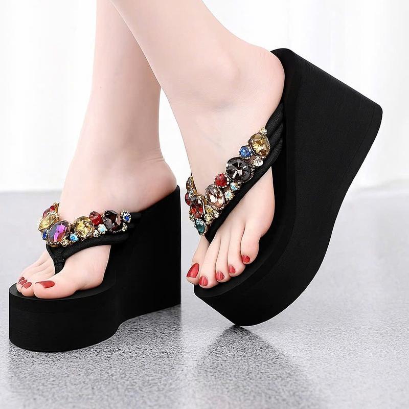 DÉP KẸP XỐP CAO CẤP ĐÍNH ĐÁ 5F,7F,9F, dép nữ đẹp đế cao,dépxỏngón7phân,dép nữ xinh đi chơi đế cao,dép đi biển nữ,dép girl phố,dép tông cho nữ