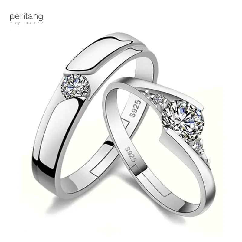Couple Korean Opening Love Couple Couple Rings Wedding Men and Women Tender Diamond Ring Silver Plated Ring Fashion Jewelry Ring With Adjustable Opening
