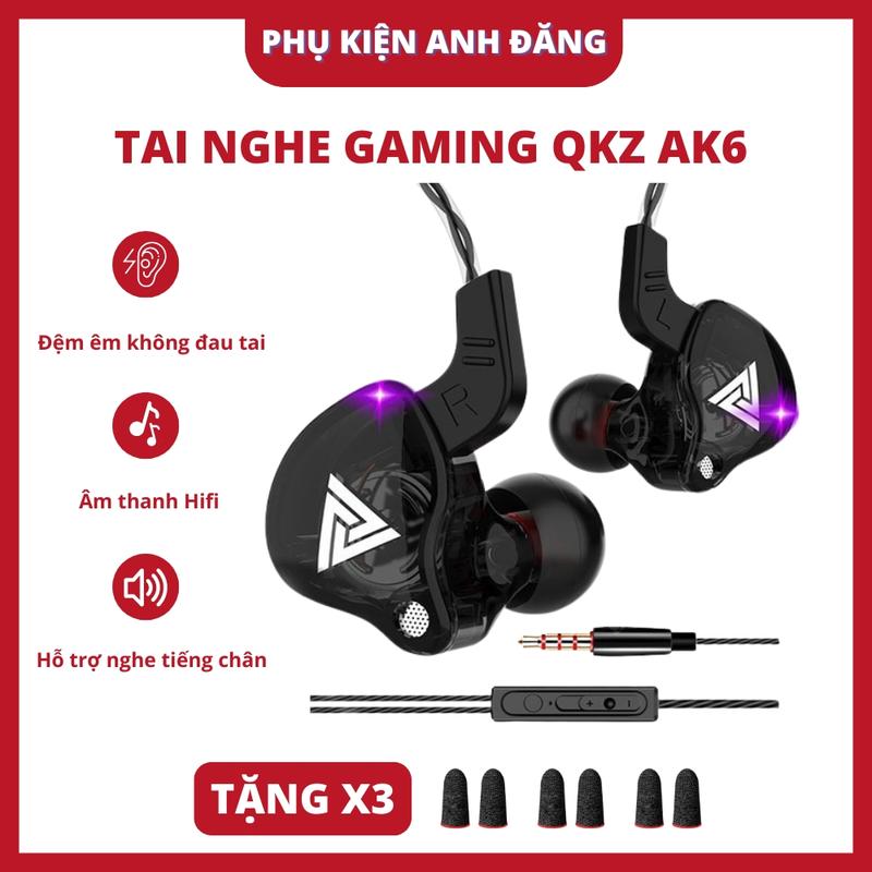 Bản Max Tai Nghe Gaming QKZ AK6 Max Có Dây 3.5mm Chống Ồn Có Mic Tặng Kèm Hộp Đựng Nhét Tai Kem Nghe Nhạc Earphone Nghe Nhạc Earphone