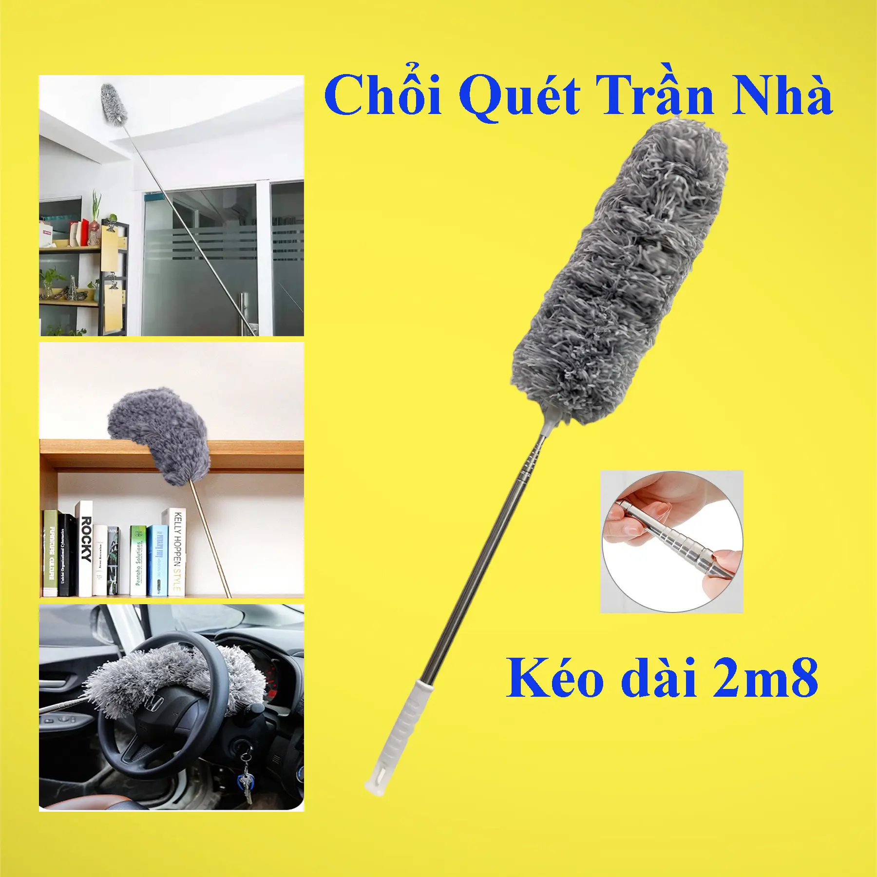 Chổi Quét Trần Nhà Kéo Dài 2m8
