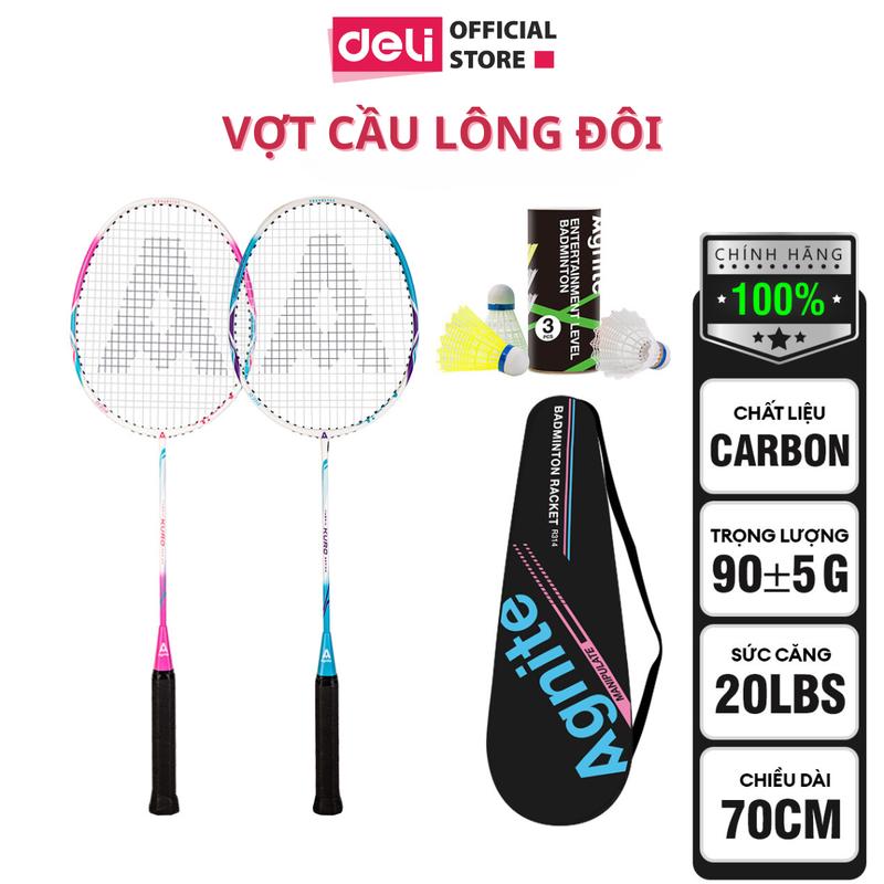 Bộ 2 vợt cầu lông giá rẻ màu sắc chính hãng agnite, bền, nhẹ, tặng kèm túi vợt và quả cầu lông - Sport vợt agnite Cán Vợt