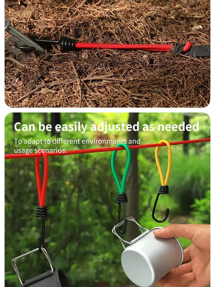 Product Introduction of Camping Tie-Down Kit: Elastic Rope, Hooks & Accessories for Secure Tent & Tarp Setup 6