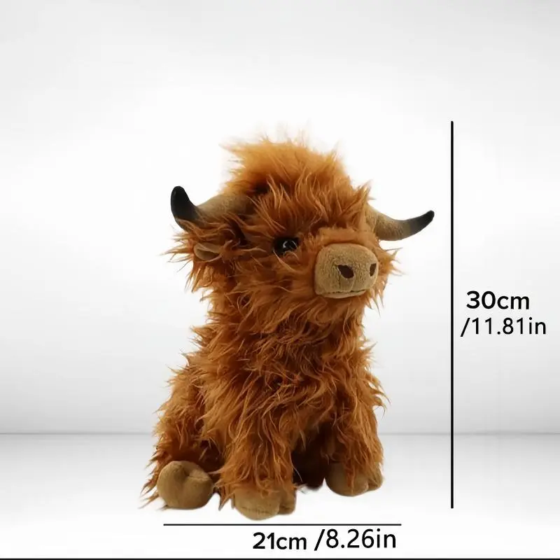 Highland Cow Plush Toy with Artificial Rose Bouquet, 1 Set Cute Plush Toy, Home Decor Ornament, Gift for Your Love 2
