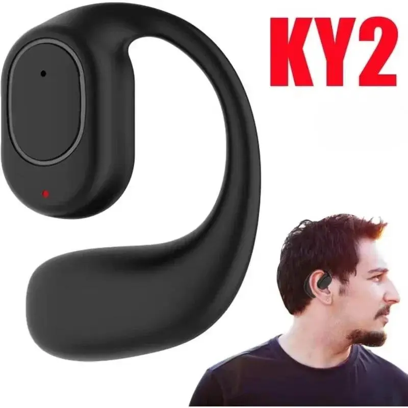 KY2 Single Wireless Earphones Air Conduction OWS Headphone HiFi Ear-Hook Music Sports Noise Cancel Headset For All Smartphones