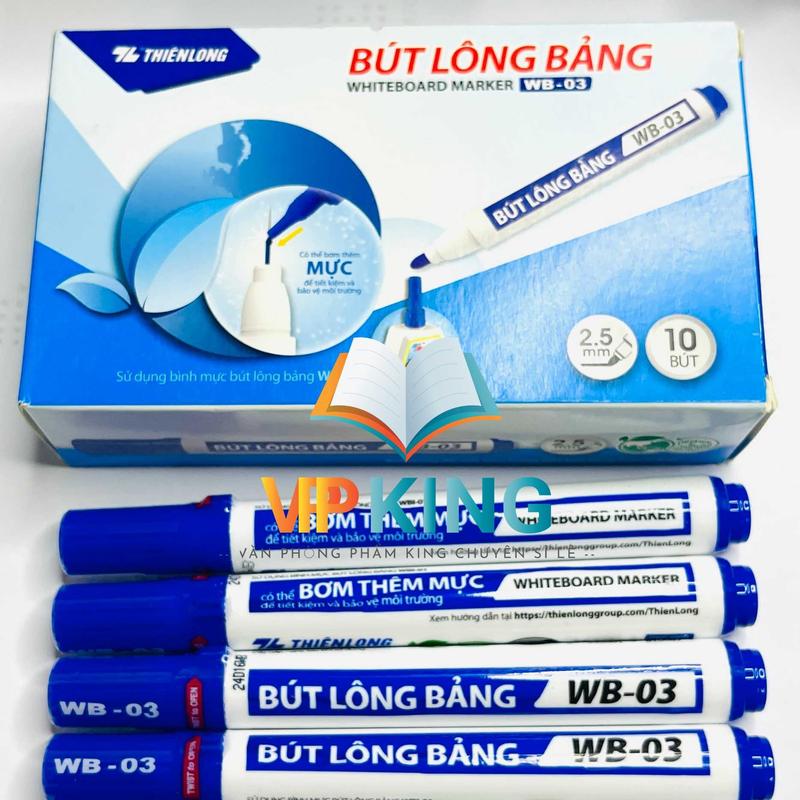 Hộp 10 Bút Lông Bảng Thiên Long WB-03 - Nét Viết 2.5mm, Mực Dung Môi Cồn