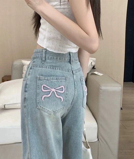 Product Introduction of quần jean thêu nơ .quần ống suông 1