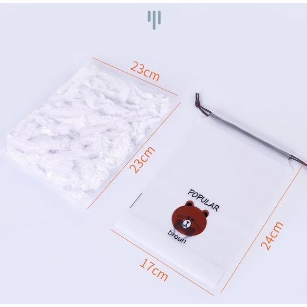 COMBO 5 Set 100 Màng Bọc Thực Phẩm Túi Gấu Màng Bọc Thực Phẩm Pe Có Chun Bọc Đồ Ăn Co Giãn Tái Sử Dụng 5