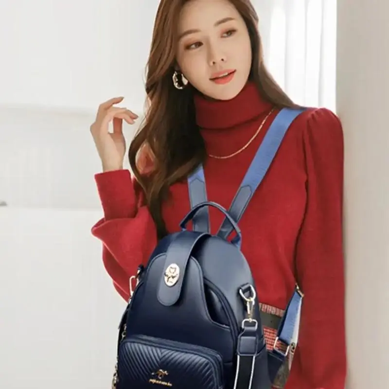 Ransel Wanita Kangguru Tas Ransel Backpack Fashion Wanita Stylish - Ransel Kulit Wanita Retro 3