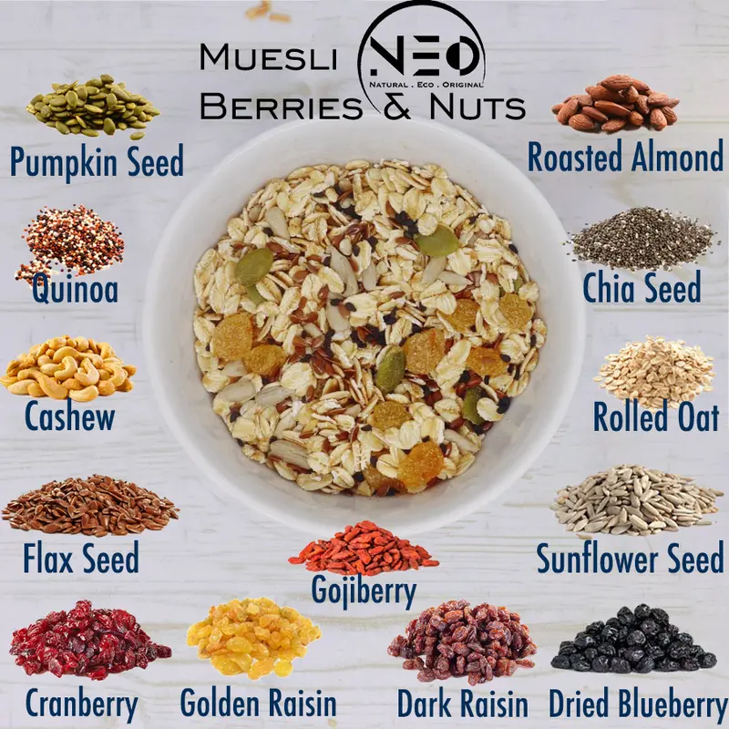 Muesli Choco Coconut Superfood Neo 500gram (1/2kg) - Sereal, Sarapan Praktis dan Lengkap Almond Granola 1