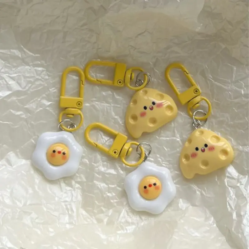 Móc Khóa Dễ Thương Với Mặt Dây Chuyền Phô Mai Trứng Luộc, Móc Khóa Vui Nhộn, Hoạt Hình Kawaii, Móc Chìa Khóa Thực Phẩm Mô Phỏng, Quà Tặng 0