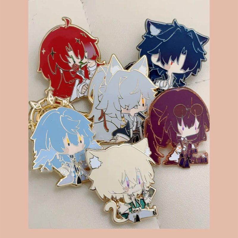 Product Introduction of Genshin Impact Honkai: Star Rail [Collapse: Star Dome Railway] Cotton Candy Series Imitation Enamel Golden M Badge Cute Collapse Iron QQ Person Cartoon 0