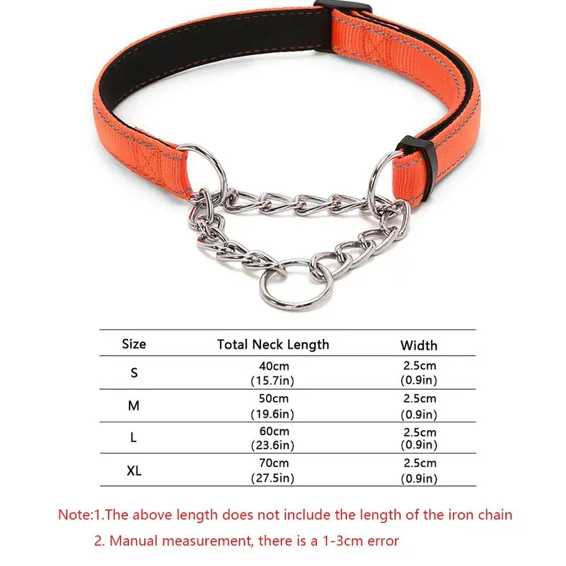 Vòng cổ cho thú cưng, Martingale cổ áo - Dây chuyền thép không gỉ, Vải Nylon phản quang, Thích hợp cho chó Nhỏ, Trung Bình và Lớn 1