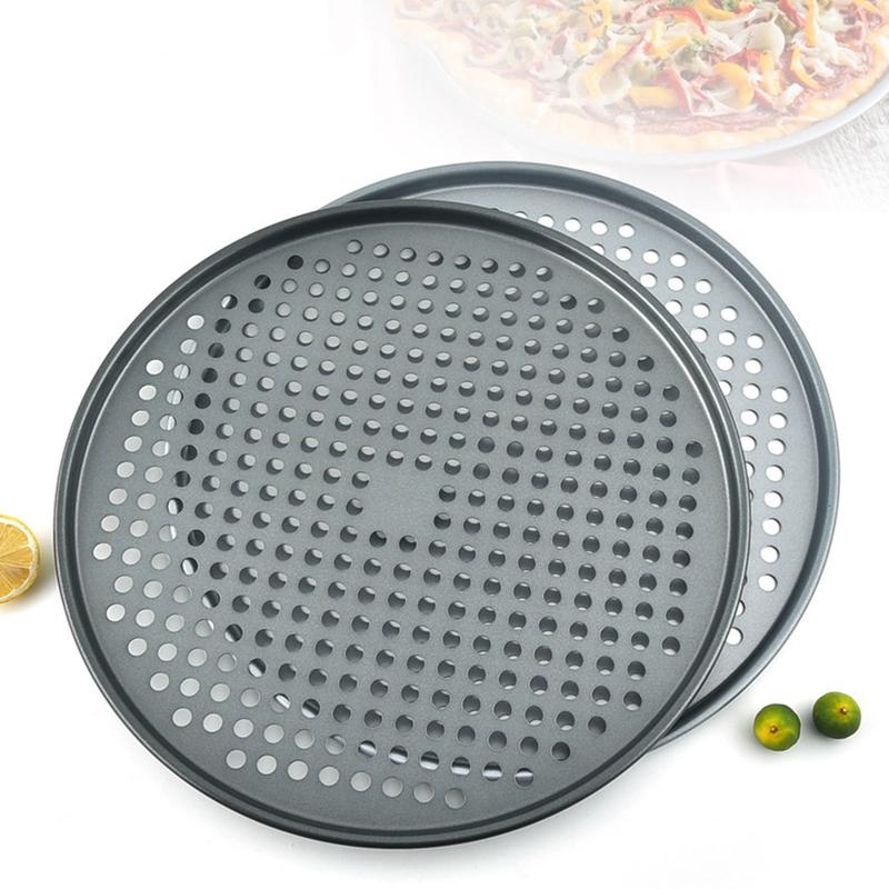 Pizza Pan Pizza Baking Plates Non-stick Bakeware Pie Pan Crisper Tray with Hole Round Professional Stainless Steel Plate Kitchen Pasta Utensils Oven 4