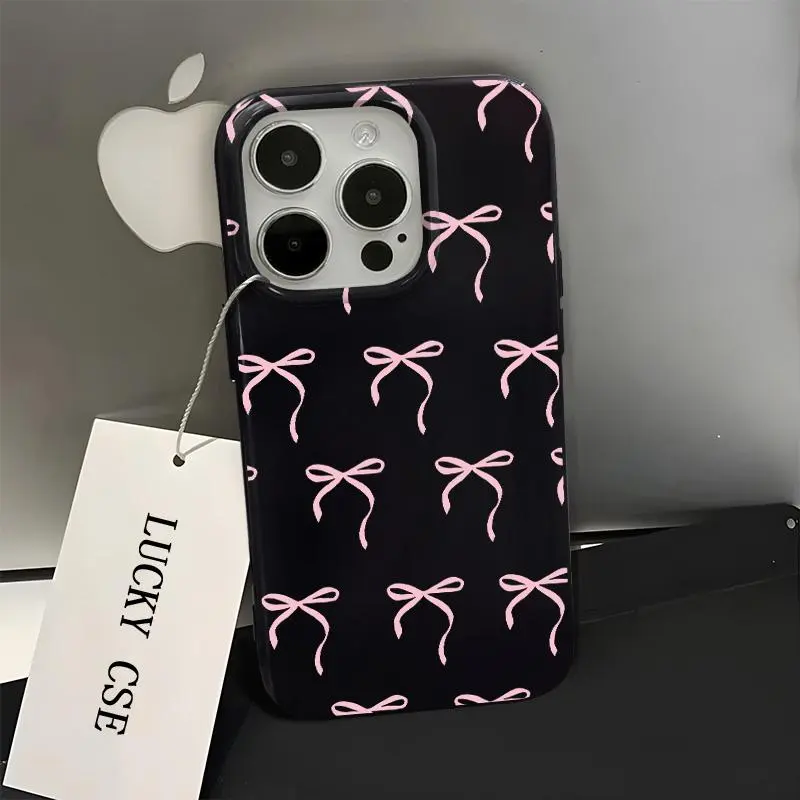Sarung Telefon, Lembut dan Comel, Serasi untuk iPhone 15, 14, 12, 13, 11, Pro, XS Max, XR, X, 8, 7 Plus, Bahan TPU, Kalis Kejutan, Reka Bentuk Estetik, Hitam Cerah, Sarung Silikon