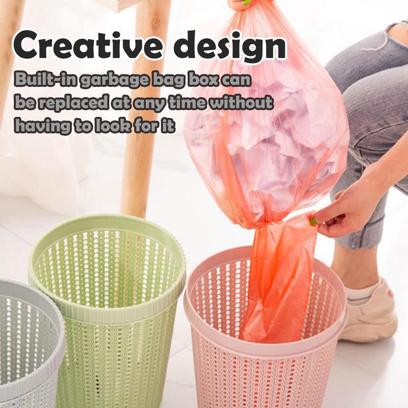 1set Convenient Bag Changing Trash Can Quick Easy Replacement Keeps Your Hands Clean With 5 Rolls Garbage Bags 0