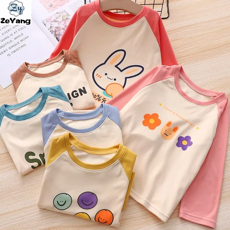 [ZY] 70-150CM in stock, children's German velvet long-sleeved T-shirt, thermal casual top, autumn and winter baby fashion bottoming shirt, jumper
