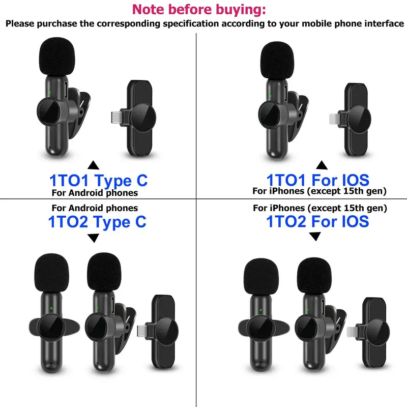 Wireless Collar Clip Microphone, 1 Set USB Rechargeable Wireless Lavalier Microphone, Portable Recording Mic for Video/Audio/Vlog Recording, Professional Microphone for Teaching, Interviews, Live Streaming, Mini Microphones, Electronics Audio Device 4