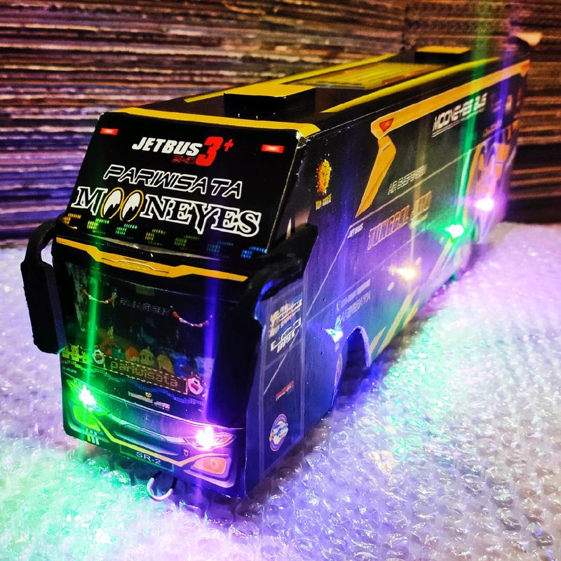 Miniatur Bus Telolet Basuri lampu LED mainan Anak 8