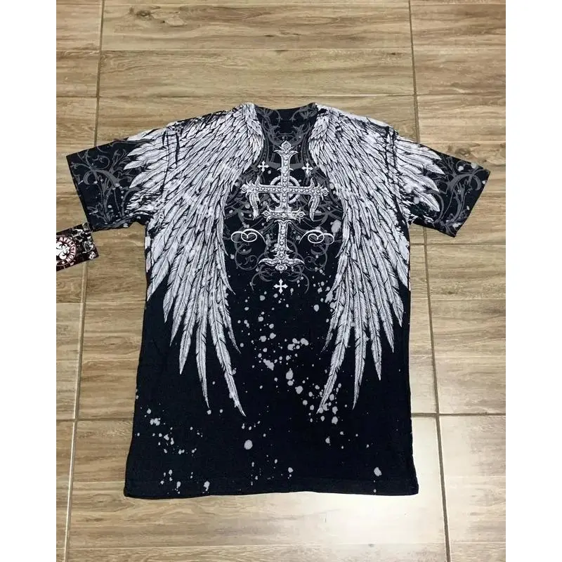 Áo Thun Thời Trang Đường Phố, Phong Cách Y2K Goth Cổ Điển Của Mỹ, In Hình Chữ Thập Đầu Lâu Gothic, Áo Phông Họa Tiết Hợp Xu hướng Quần Áo Nam 1