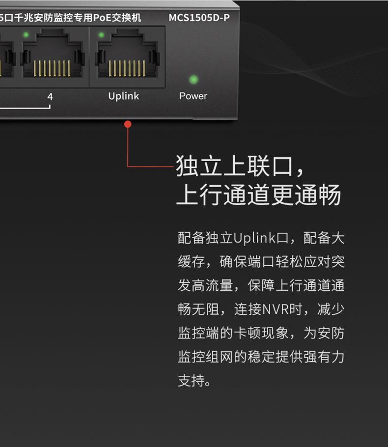 Product Introduction of Mercury MCS1505D-P Gigabit 5-port Plug-and-play Security Monitoring Dedicated PoE Switch With A Total Power Of 43W 38
