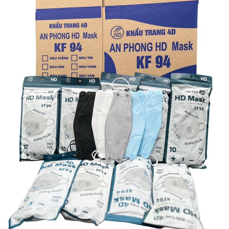 Thùng 300 cái khẩu trang 4D( K94) An Phong, 4 lớp, có quai đeo chắc chắn, giúp bảo vệ da khỏi ánh nắng mặt trời, bụi mịn và giọt bắ