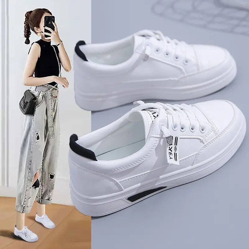 White Shoes for Women 2025 Spring Autumn Women's Shoes Korean Style Ins Low-Top Shoes for Women Breathable Platform Casual Pumps D201
