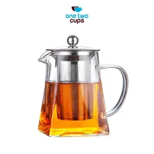 One Two Cups Teko Pitcher Teh Chinese Teapot Maker Borosilicate Glass 500ml - TP-761 - Transparent