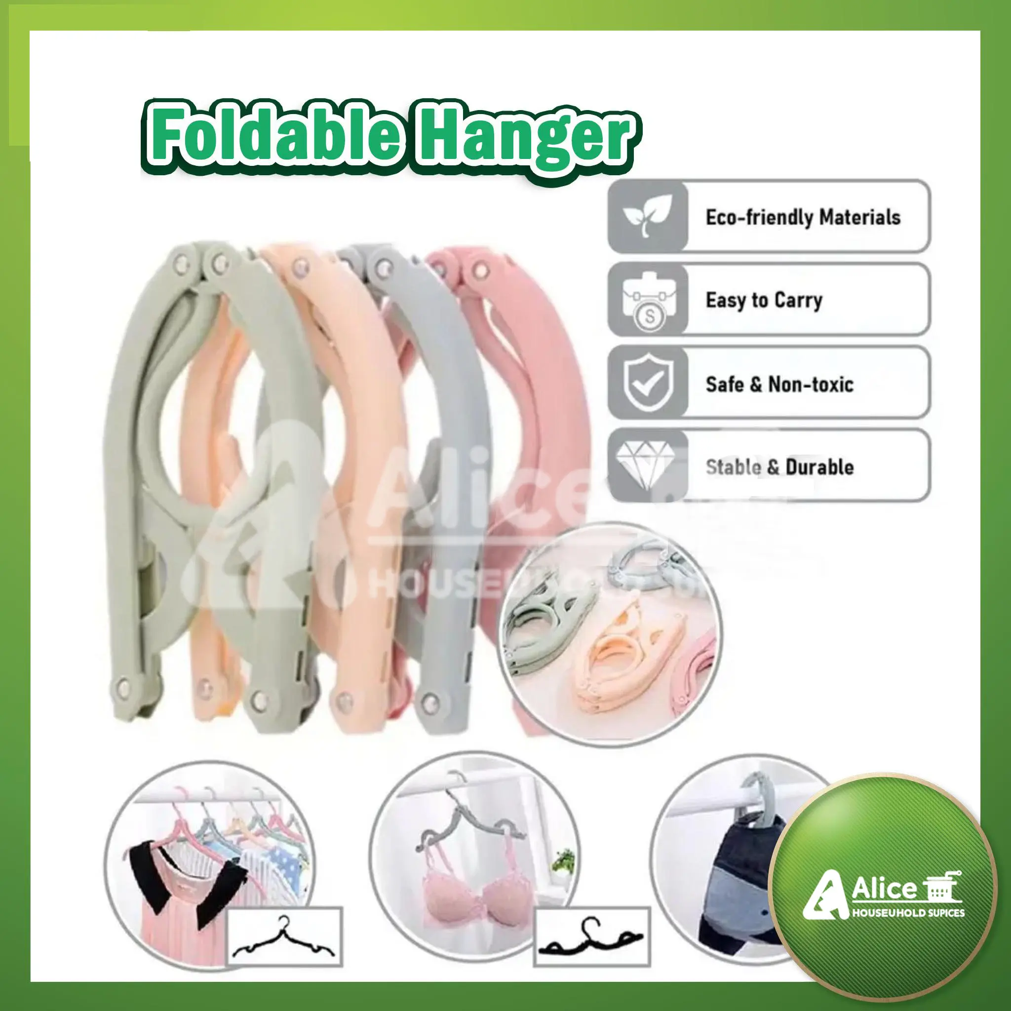 [1 PCs] Folding Hanger Portable Travel Folding Plastic Hanger Non-Slip Hanger Wardrobe Magic Foldable Laundry Rack Multi-Posture Foldable Plastic Hanger