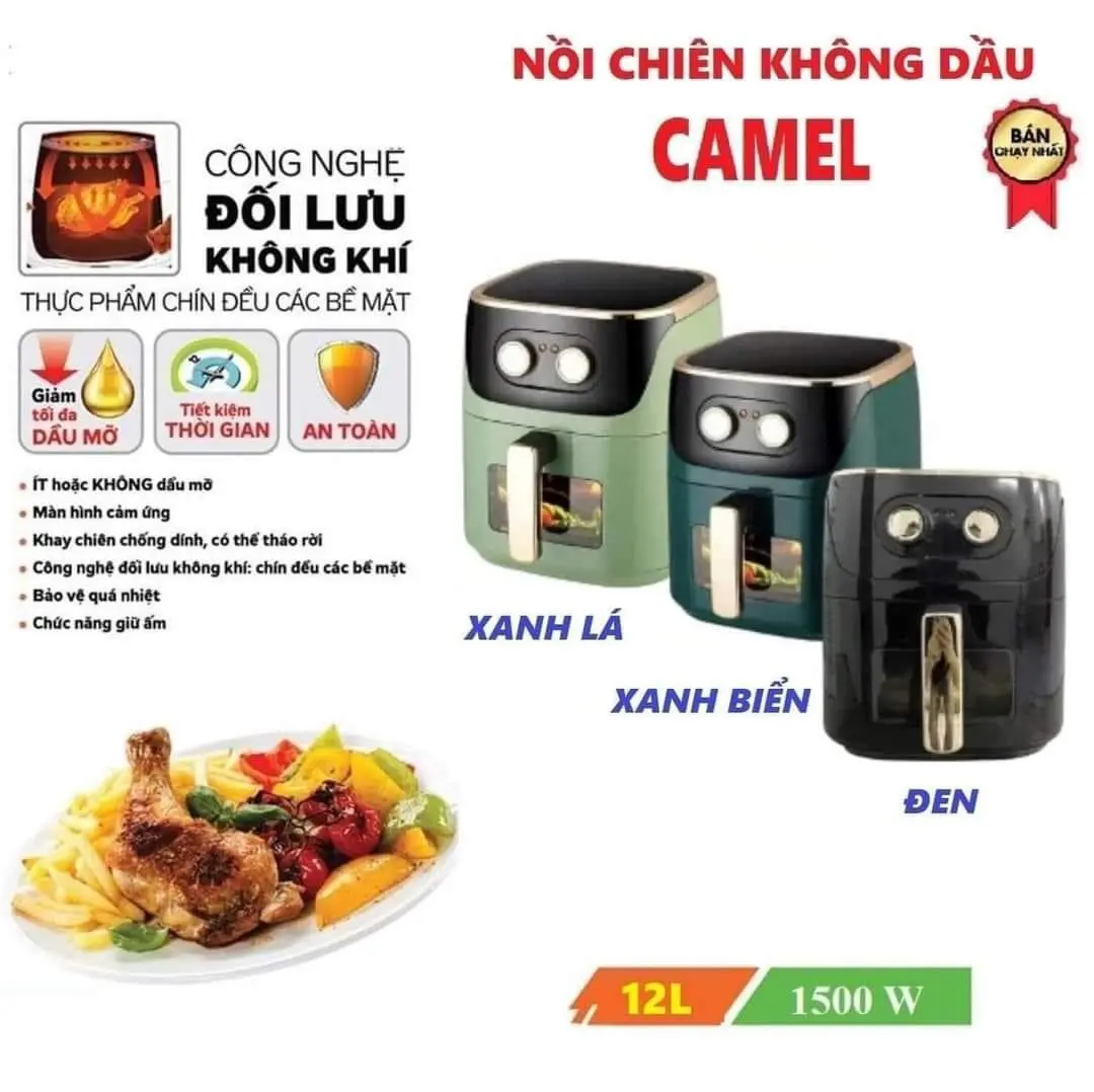 Nồi chiên không dầu 12l tặng kèm 1sét nồi chiên -ngathoagiadung.1986