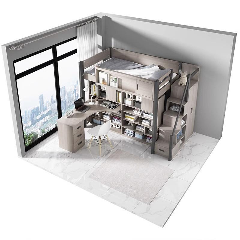 Elevating children's combination bed with desk, wardrobe, three-dimensional storage system, detachable long bed 4