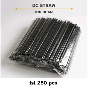 SEDOTAN STERIL HITAM 6mm x 20cm / SEDOTAN KOPI HITAM RUNCING ISI 250 pcs SEDOTAN Plastik