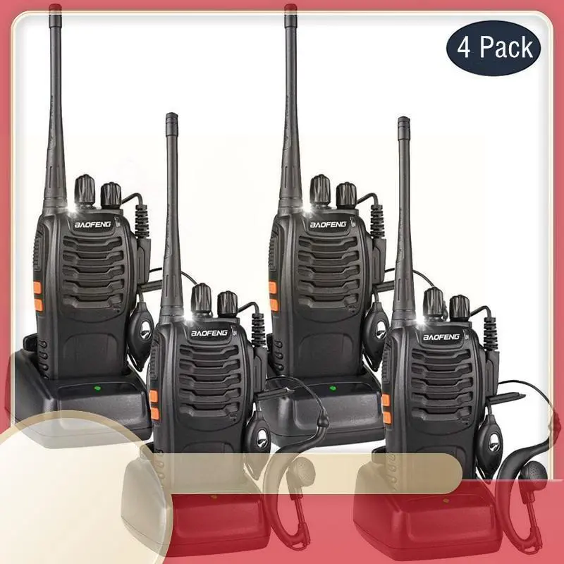 【4 PCS】BF-888S(1-10km) กำลังไฟ5W วิทยุสื่อสาร อุปกรณ์ครบชุด ไฟฉาย พร้อมแบตเตอรี่ เครื่องส่งรับวิทยุ มือถือเครื่องส่งรับวิทยุพลเรือน โรงแรมเครื่องส่งรับวิทยุ