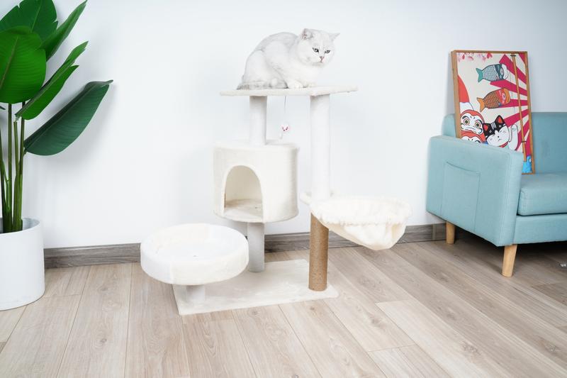 Product Introduction of Ready to ship 2-story cat condo, cat climbing frame ‼️ Cat condo, cat scratching post, cat bed, cat toys, cheap cat condo # P122. 0